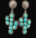 Big Turquoise Cactus Earrings