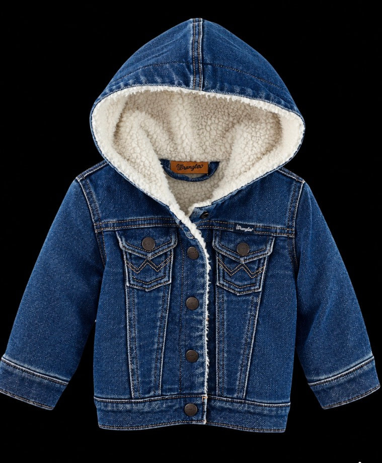 Wrangler Little Girl’s Sherpa Lined Hooded Denim Jacket