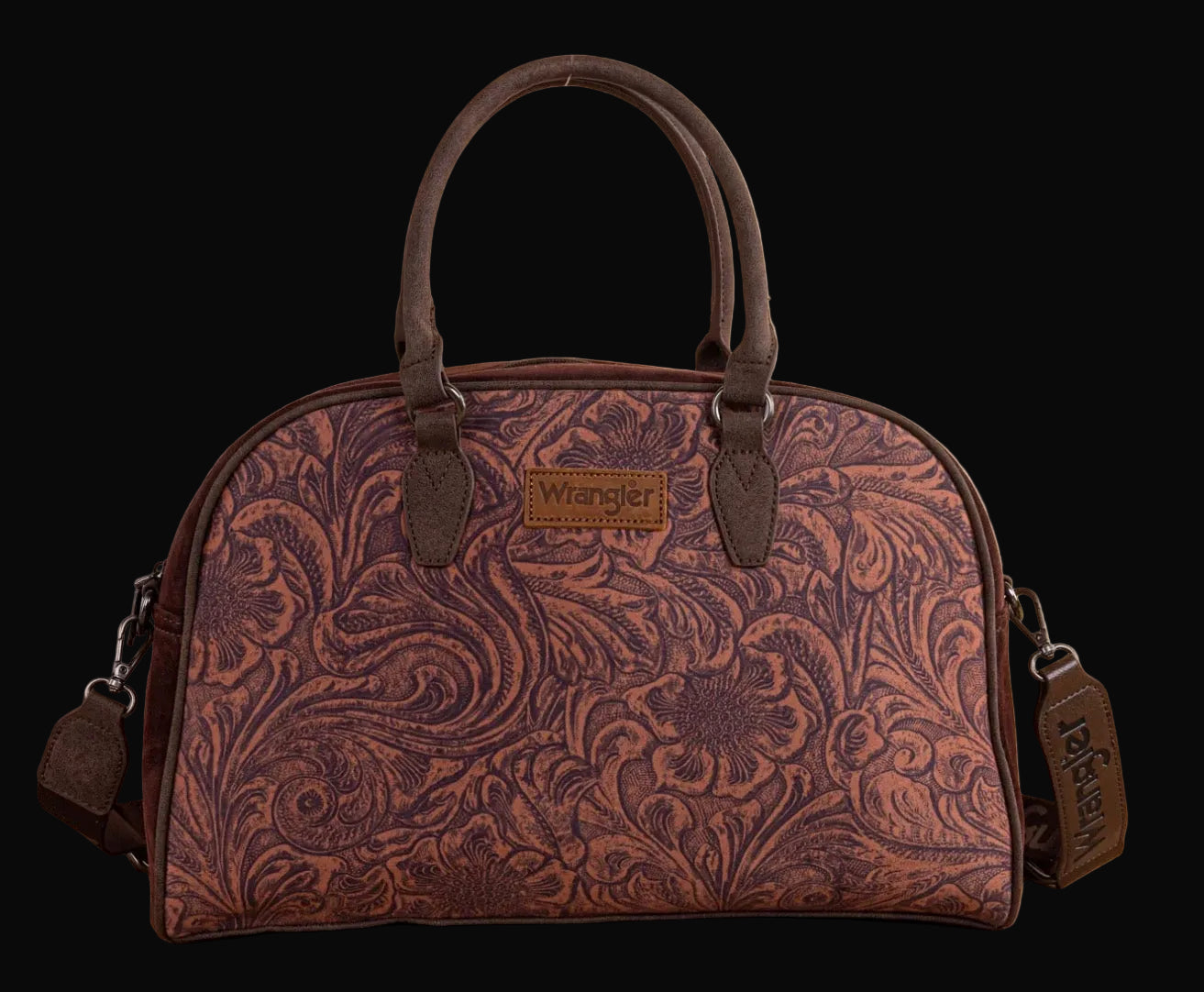 Wrangler Vintage Floral Printed Brown Duffle Bag