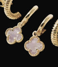 Pink Clover Charm Dangly Earrings