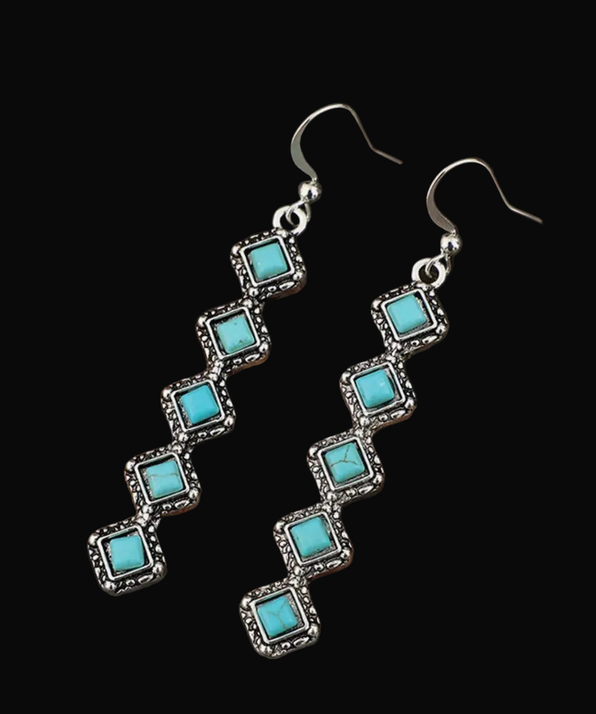 Long Boho Turquoise Earrings