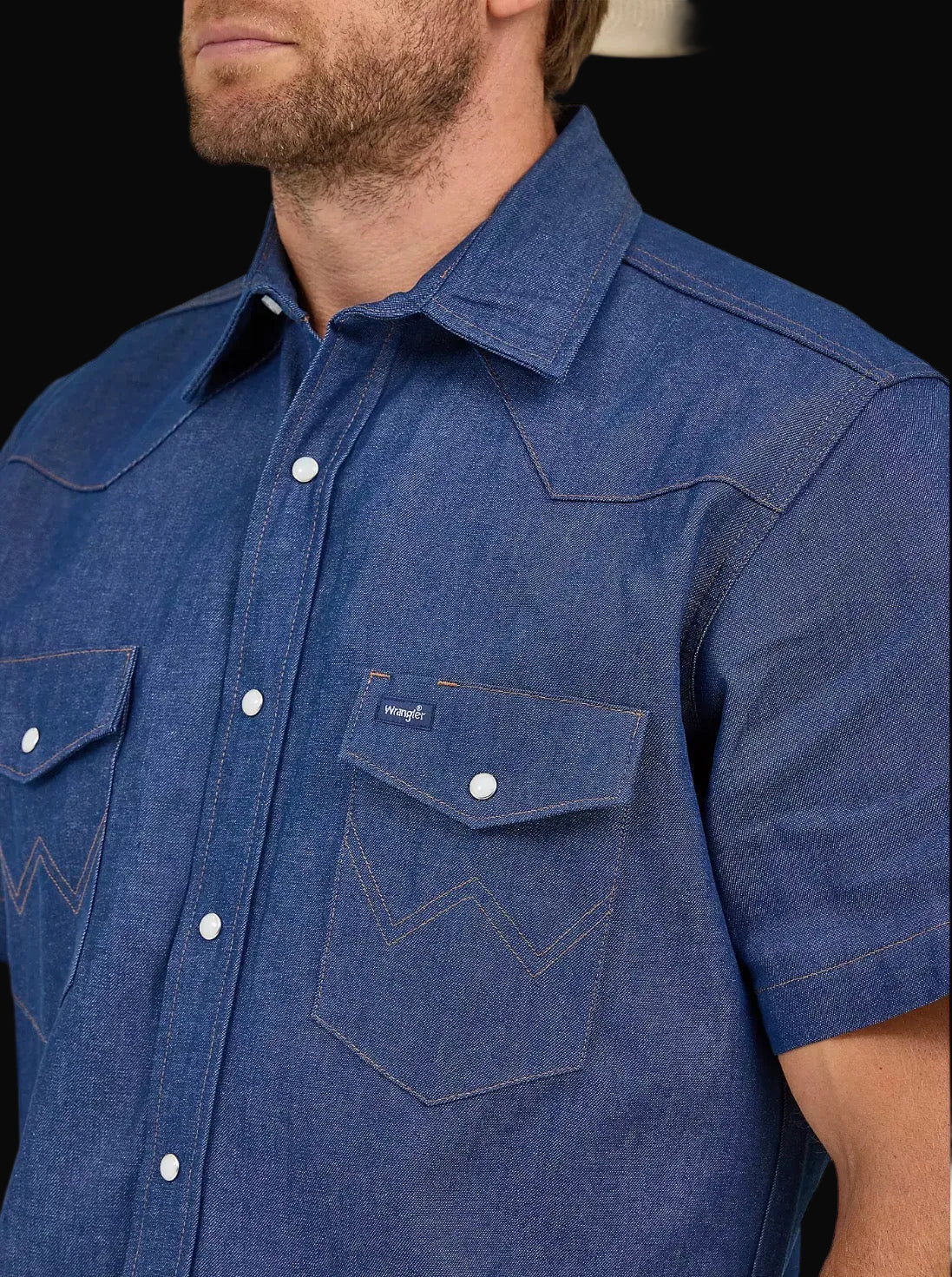 Wrangler Mens Authentic Cowboy Cut Work Shirt: Rigid Indigo