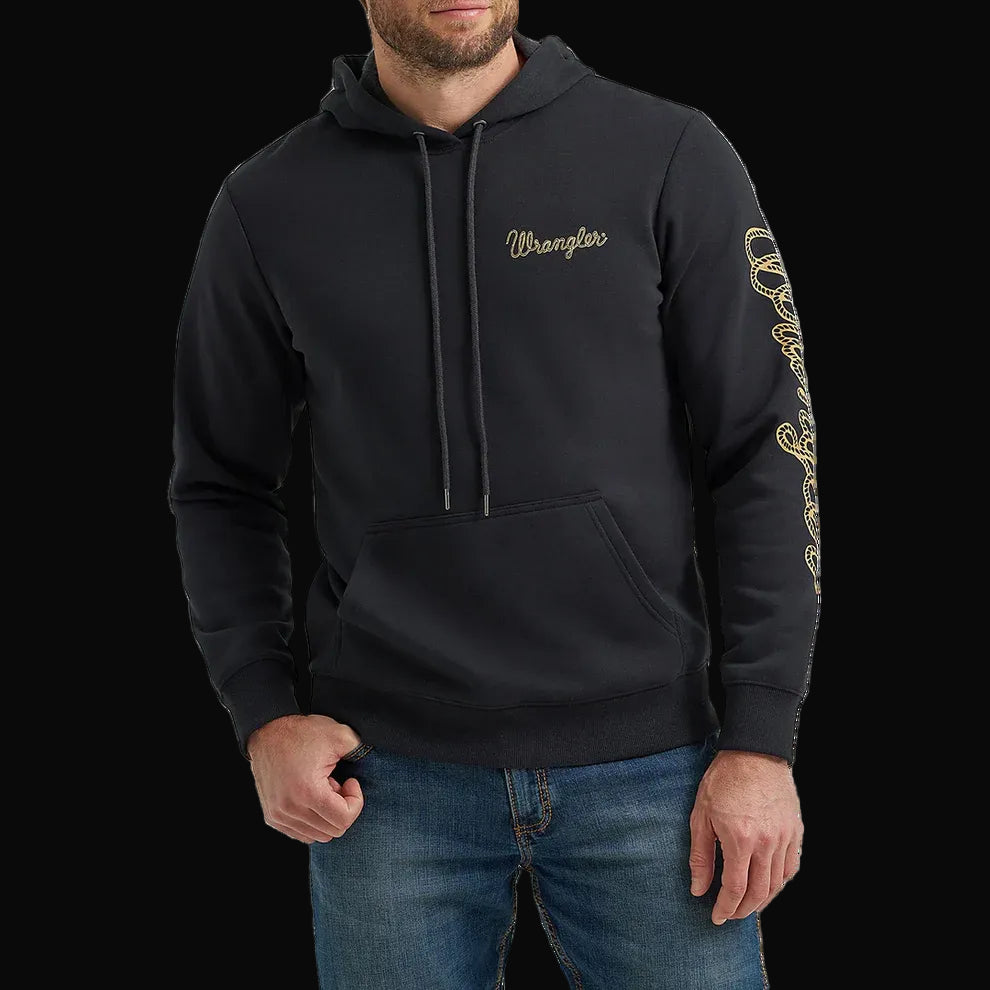Wrangler Mens Regular Fit Graphic Hoodie: Jet Black