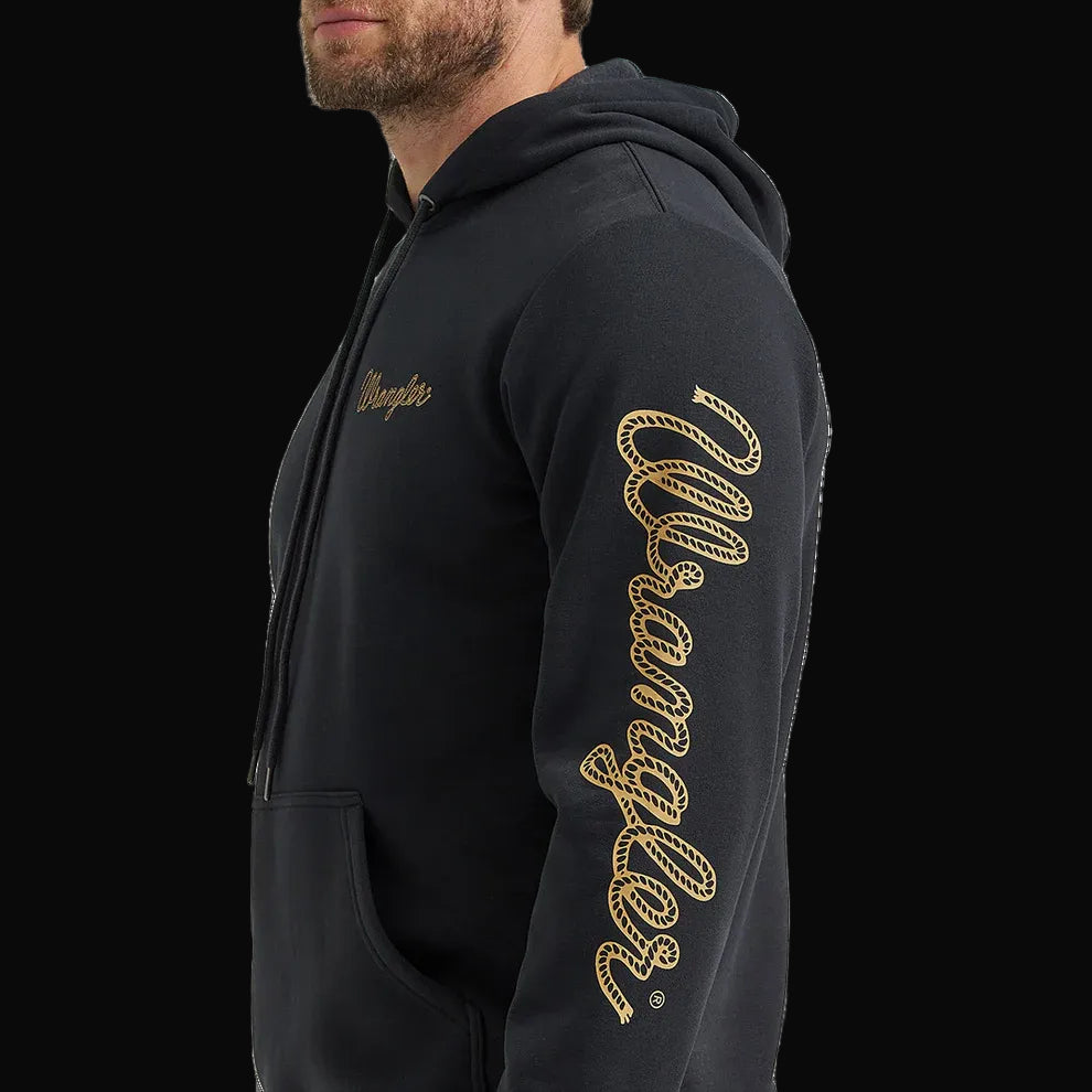 Wrangler Mens Regular Fit Graphic Hoodie: Jet Black