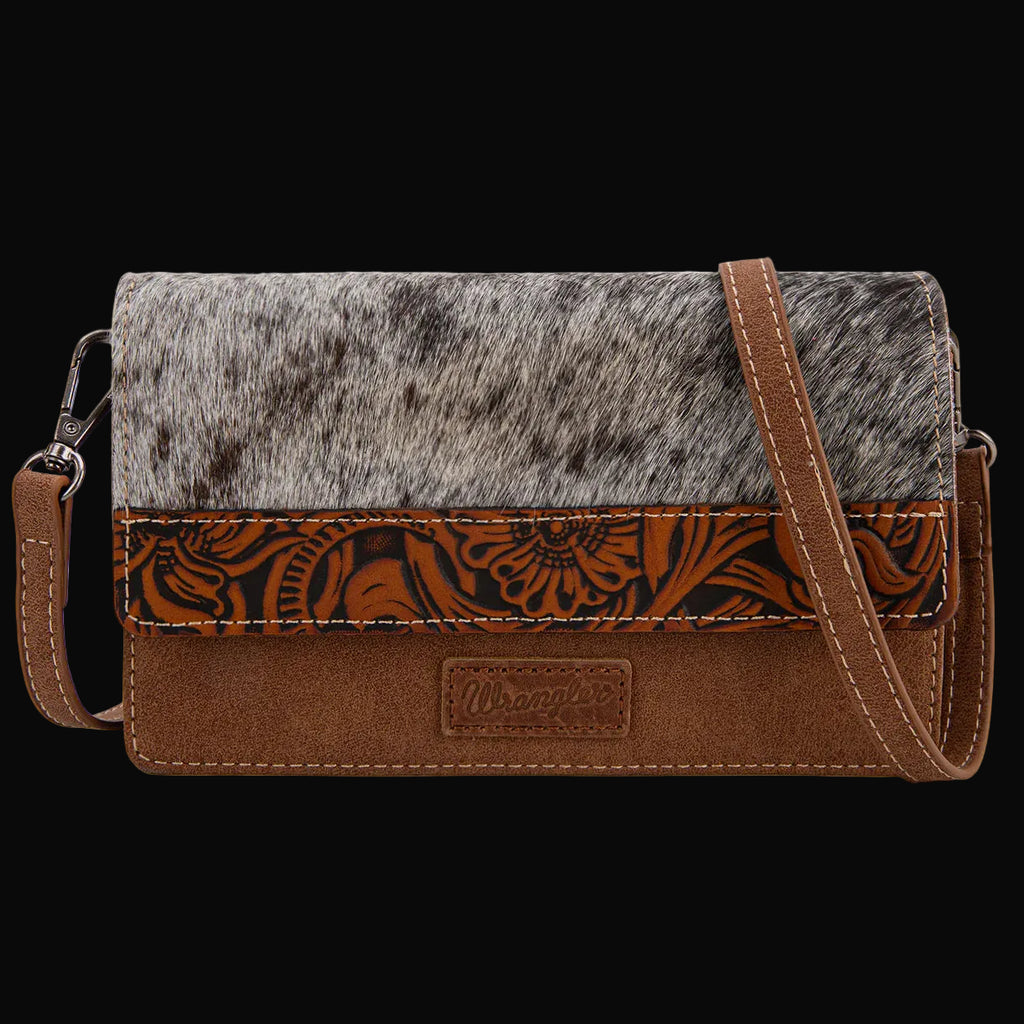 Wrangler Genuine Cowhide Wallet/Wristlet/Crossbody Bag
