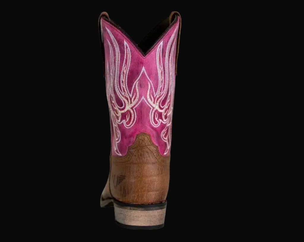 TuffRider Children Flame Embroidered Pink - Square Toe Western Boots
