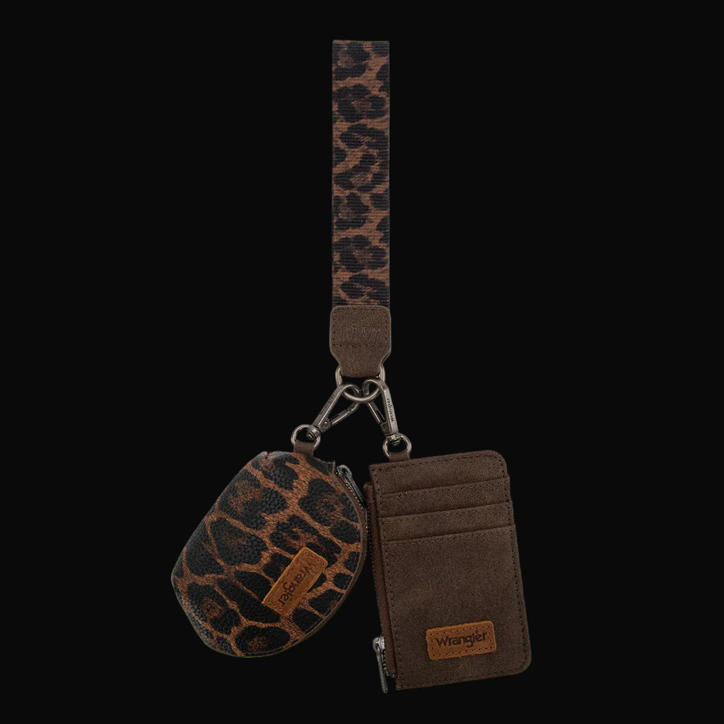 Wrangler Leopard Print Dual Pouch Wristlet
