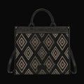 Black Aztec Studded Denim Tote/Crossbody Bag