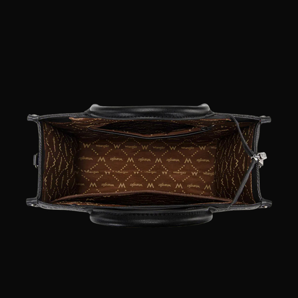 Black Aztec Studded Denim Tote/Crossbody Bag