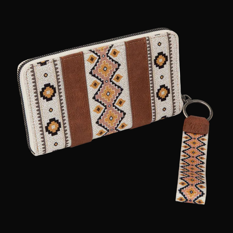 Wrangler Aztec Print Zip Around Wristlet Wallet