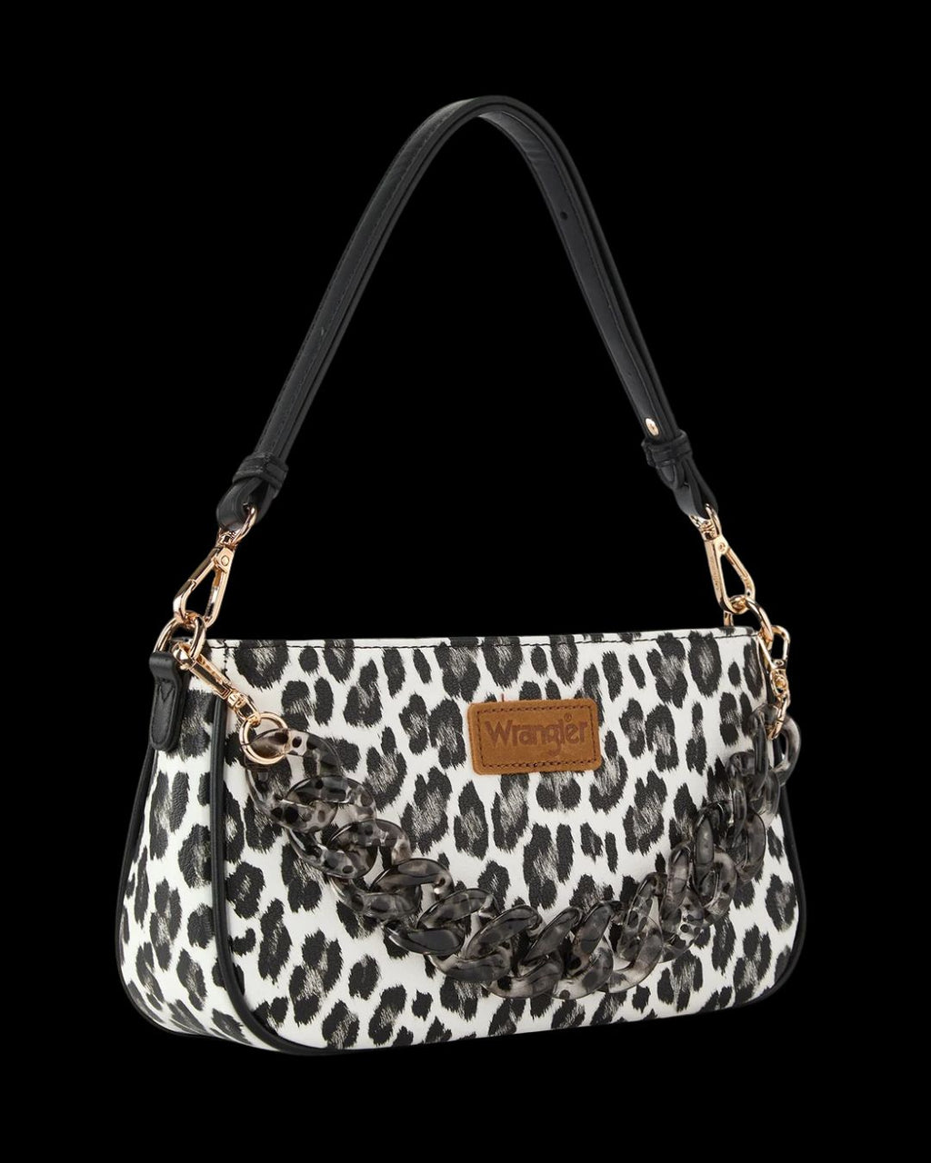Wrangler Western Leopard Print Shoulder Bag with Chain Detail
