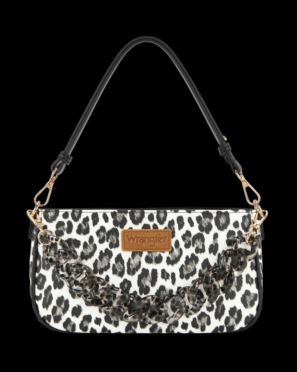 Wrangler Western Leopard Print Shoulder Bag with Chain Detail