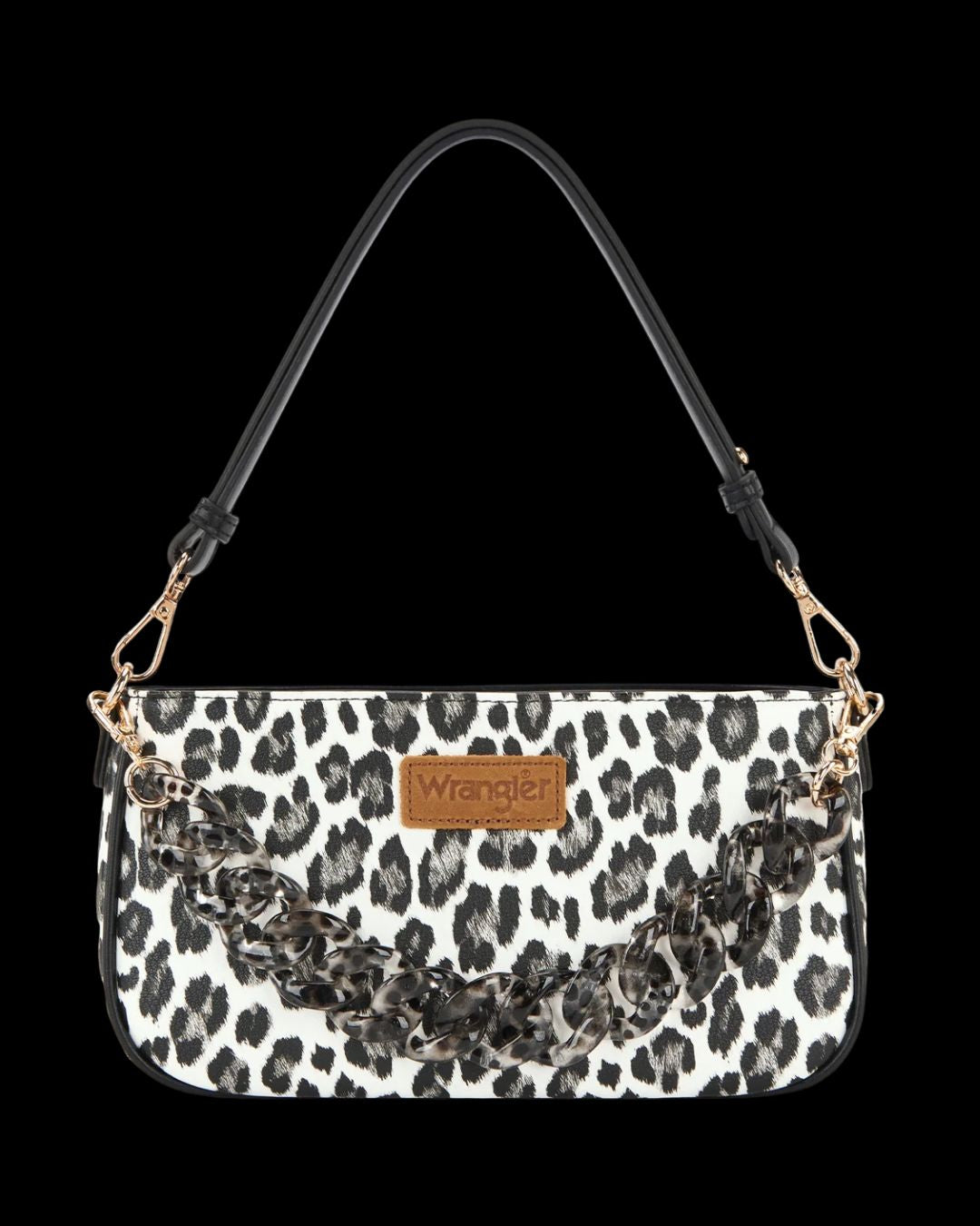 Wrangler Western Leopard Print Shoulder Bag with Chain Detail