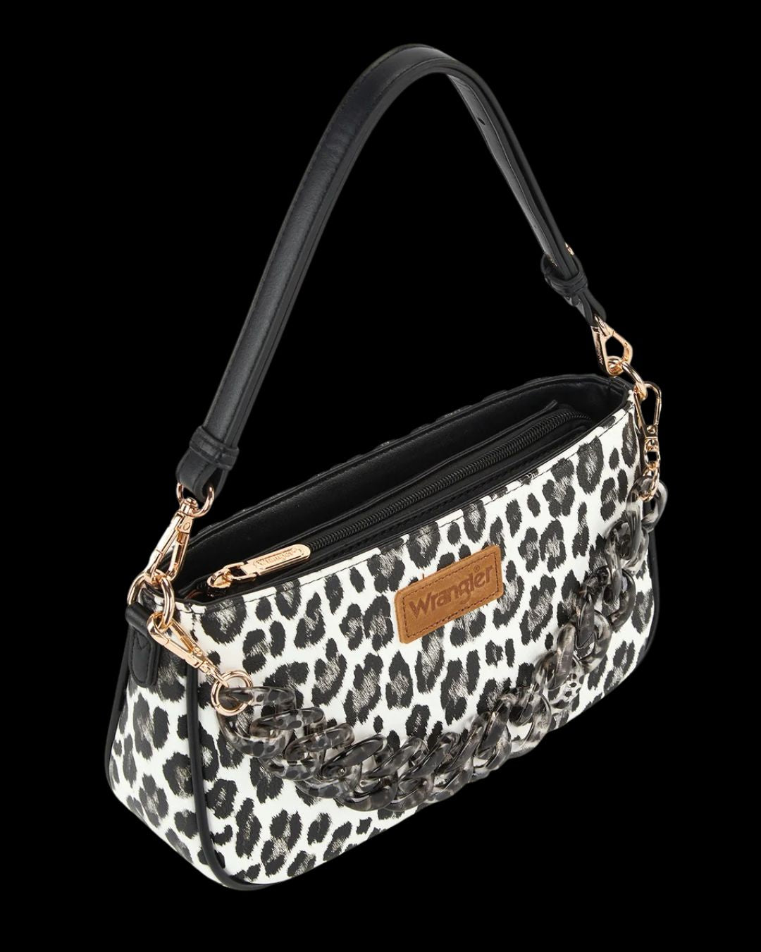 Wrangler Western Leopard Print Shoulder Bag with Chain Detail