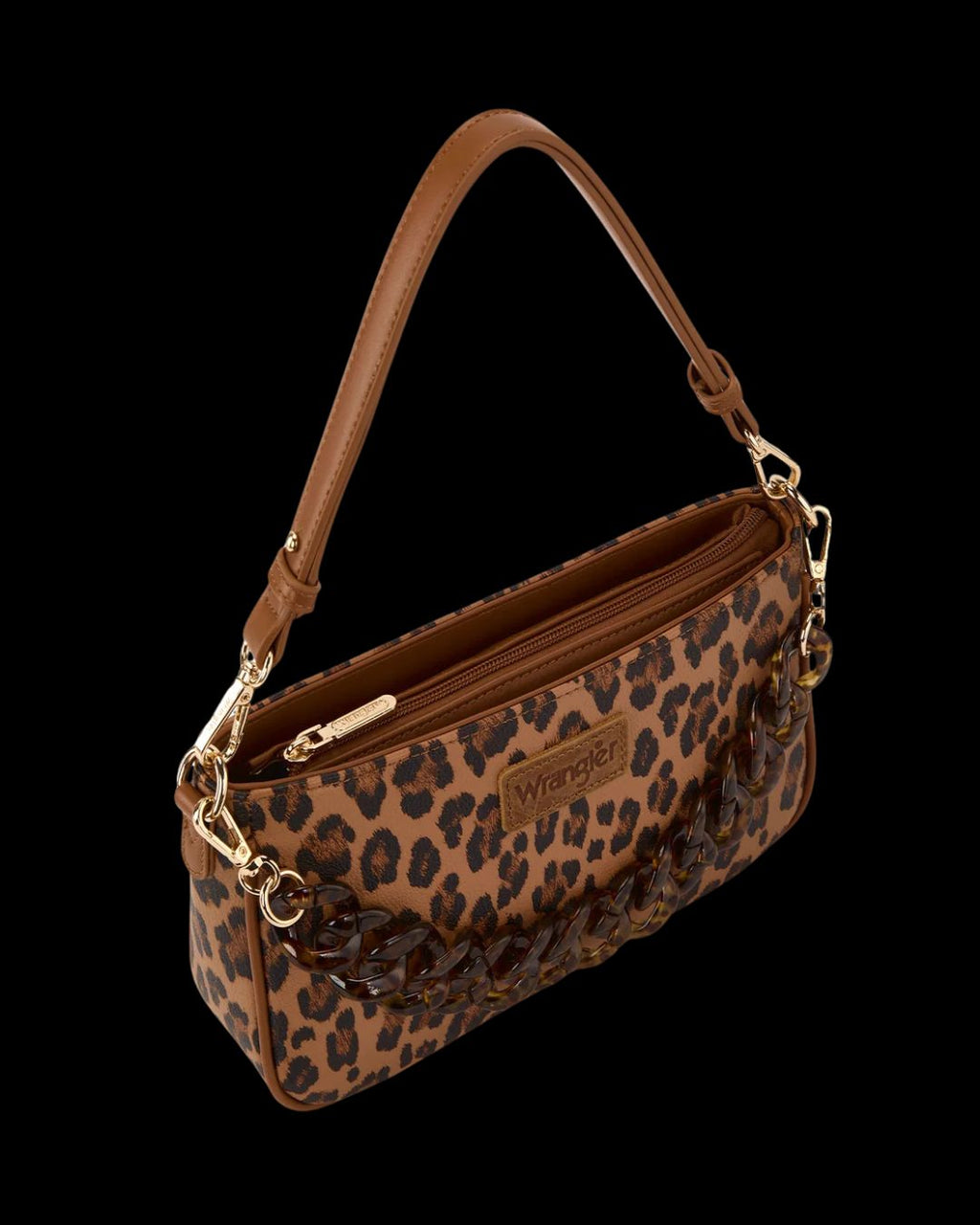 Wrangler Western Leopard Print Shoulder Bag with Chain Detail