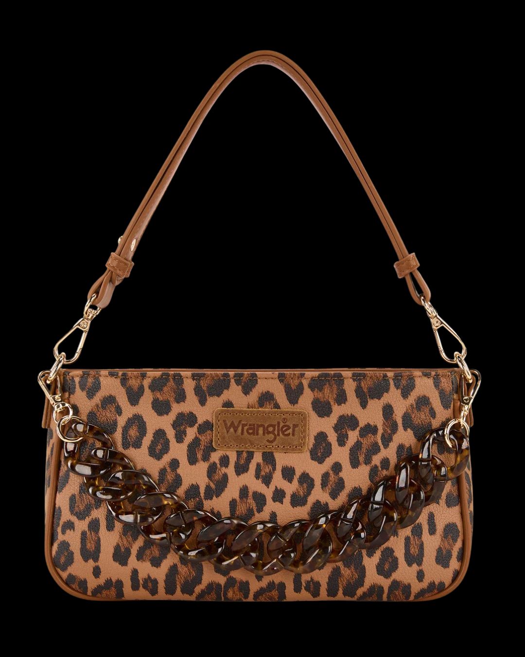 Wrangler Western Leopard Print Shoulder Bag with Chain Detail