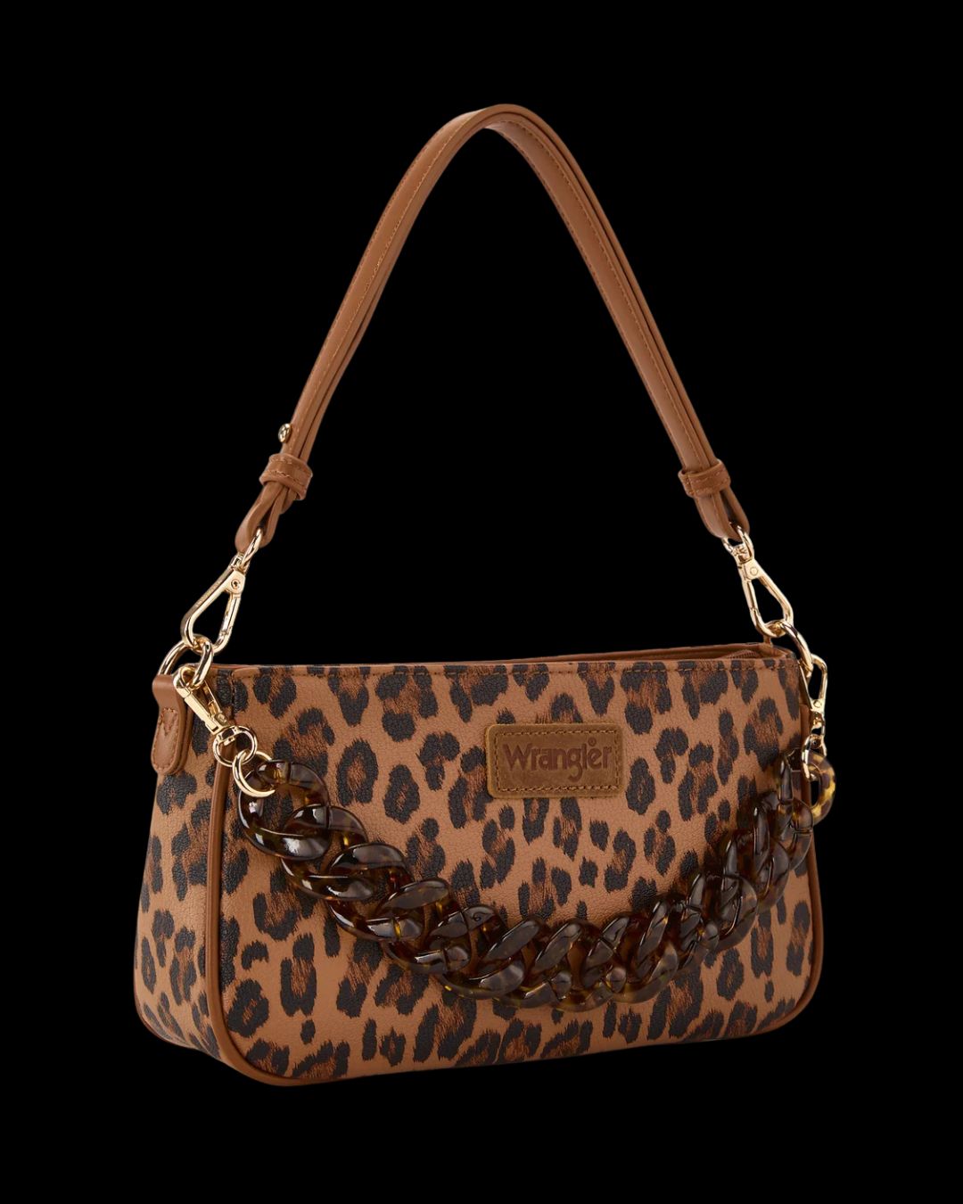 Wrangler Western Leopard Print Shoulder Bag with Chain Detail