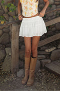 YNES Crinkle Gauze Tiered Mini Skort With Shorts