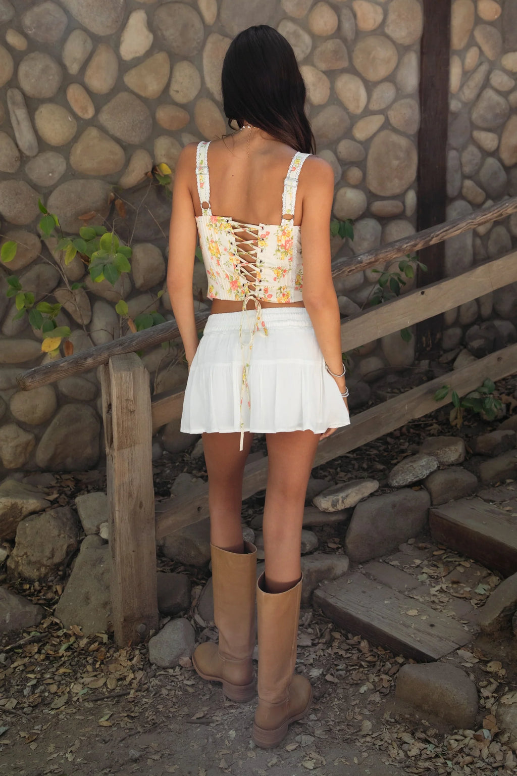 YNES Crinkle Gauze Tiered Mini Skort With Shorts