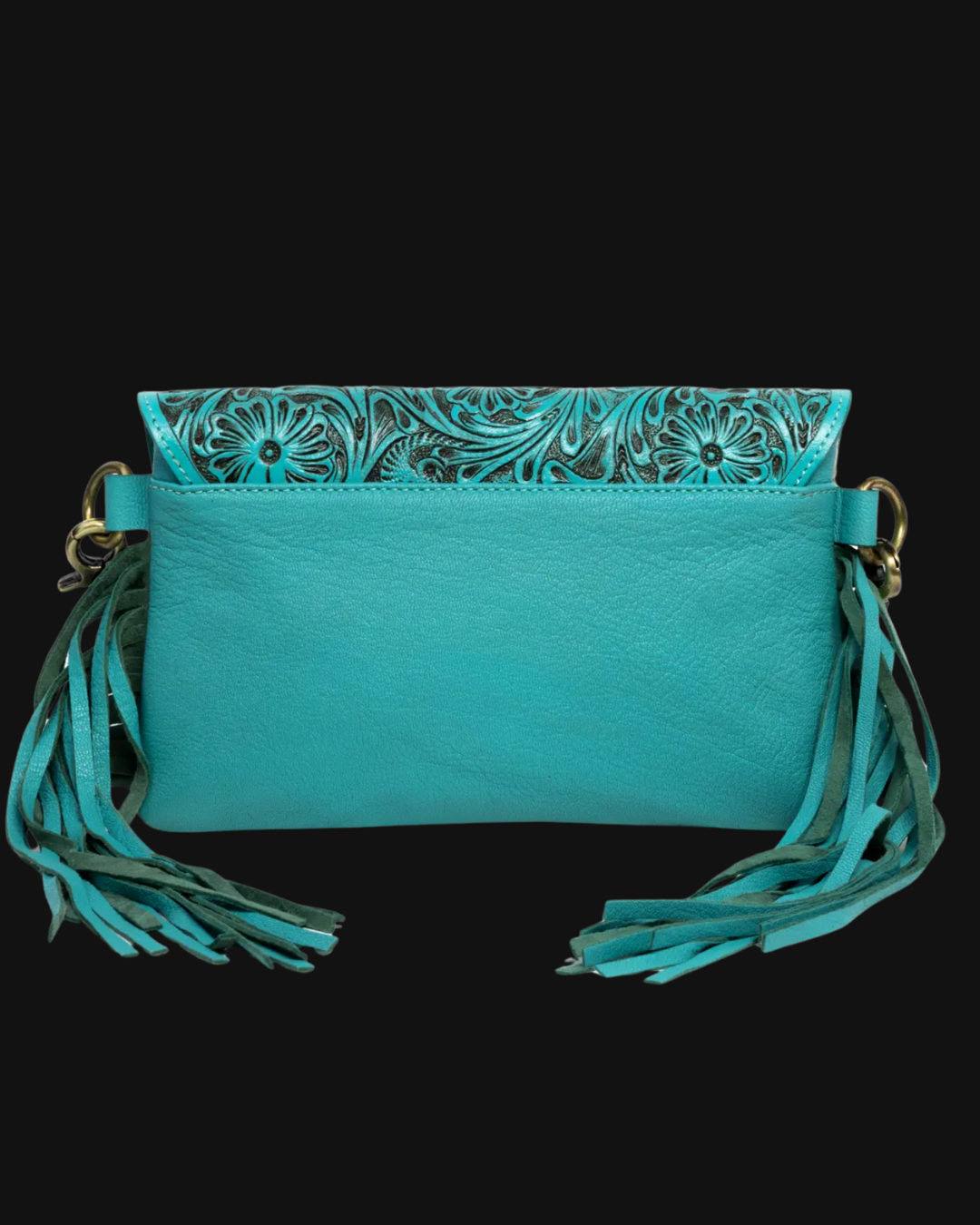 American Bison Cowhide Turquoise Fringe Bag