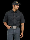 Men’s Wrangler Short Sleeve Solid Western Snap Sport Shirt
