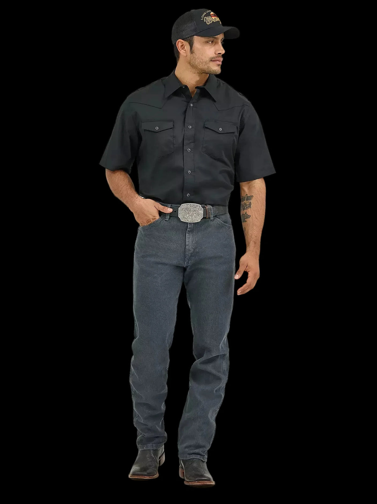 Men’s Wrangler Short Sleeve Solid Western Snap Sport Shirt
