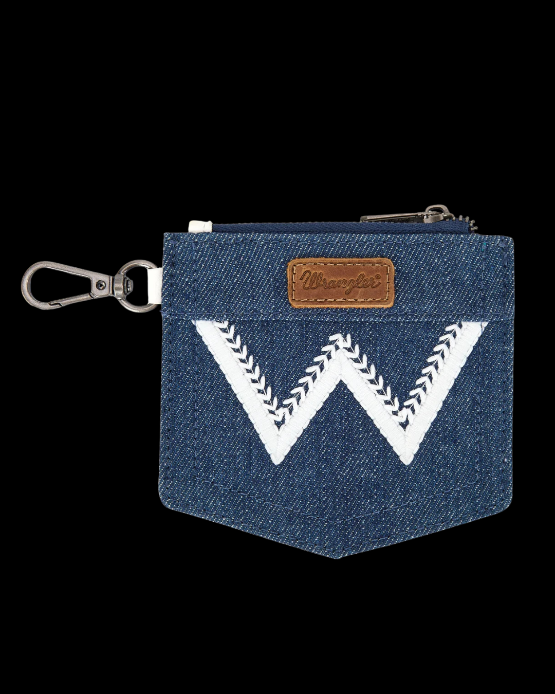 Wrangler logo "W" Embroidered Dual Pouch Wristlet