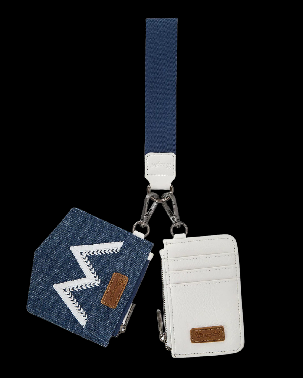 Wrangler logo "W" Embroidered Dual Pouch Wristlet