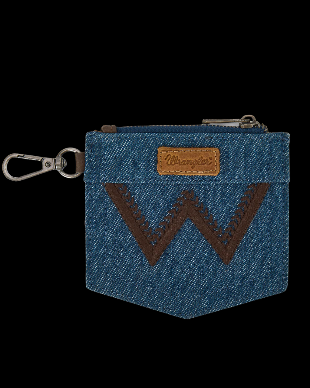 Wrangler logo "W" Embroidered Dual Pouch Wristlet