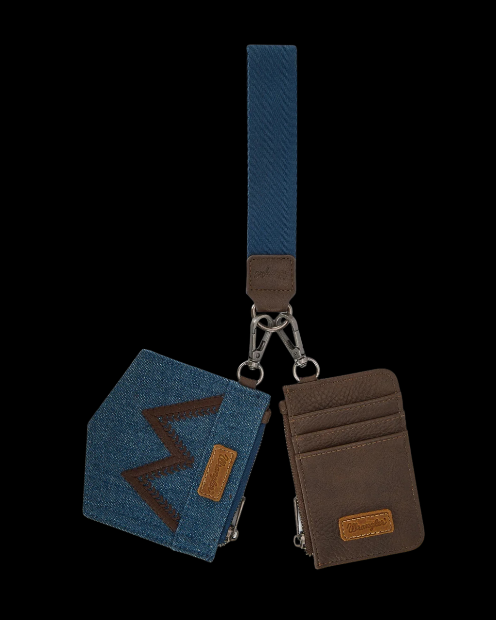 Wrangler logo "W" Embroidered Dual Pouch Wristlet
