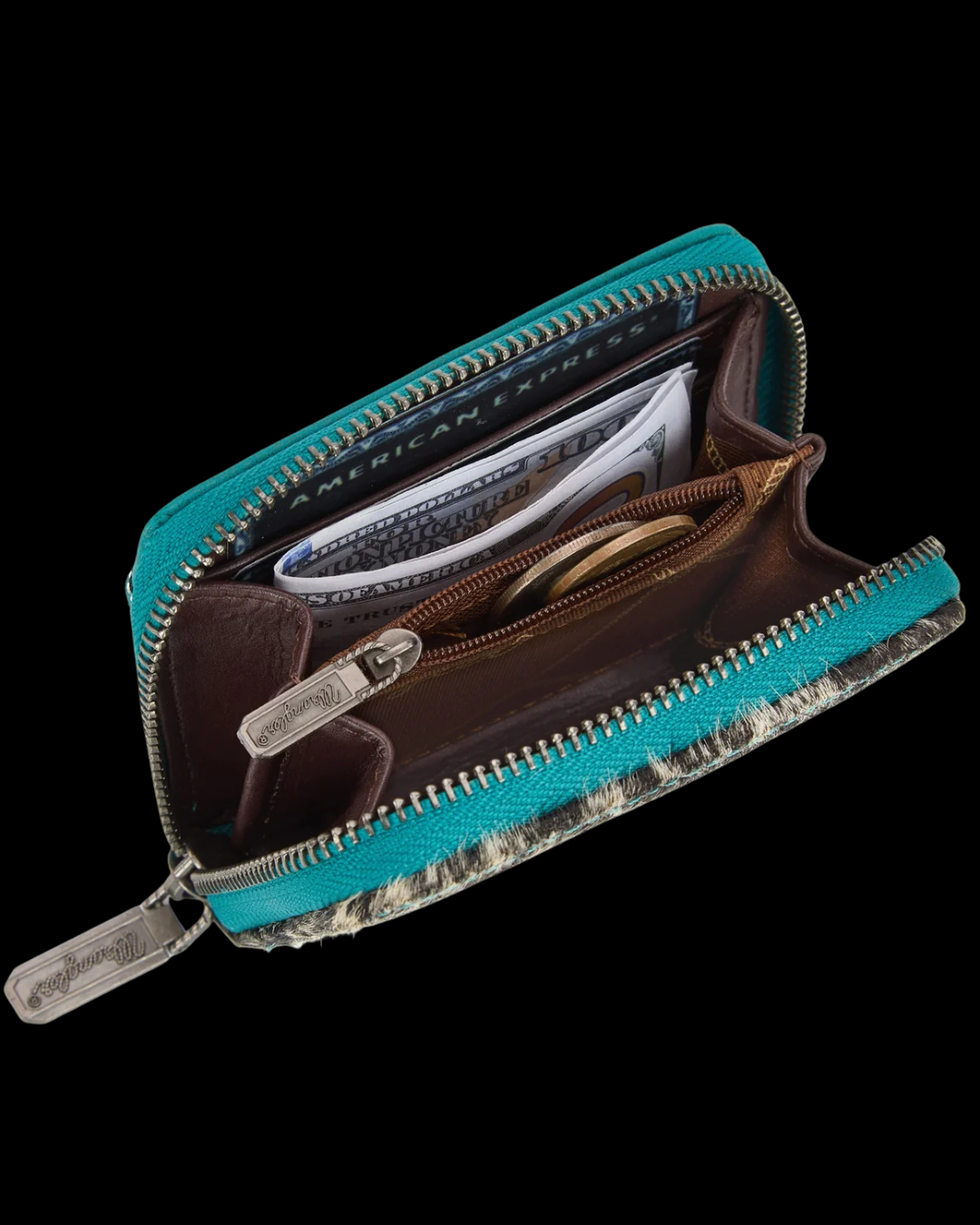 Wrangler Genuine Hair-On Cowhide Zip-Around Wallet