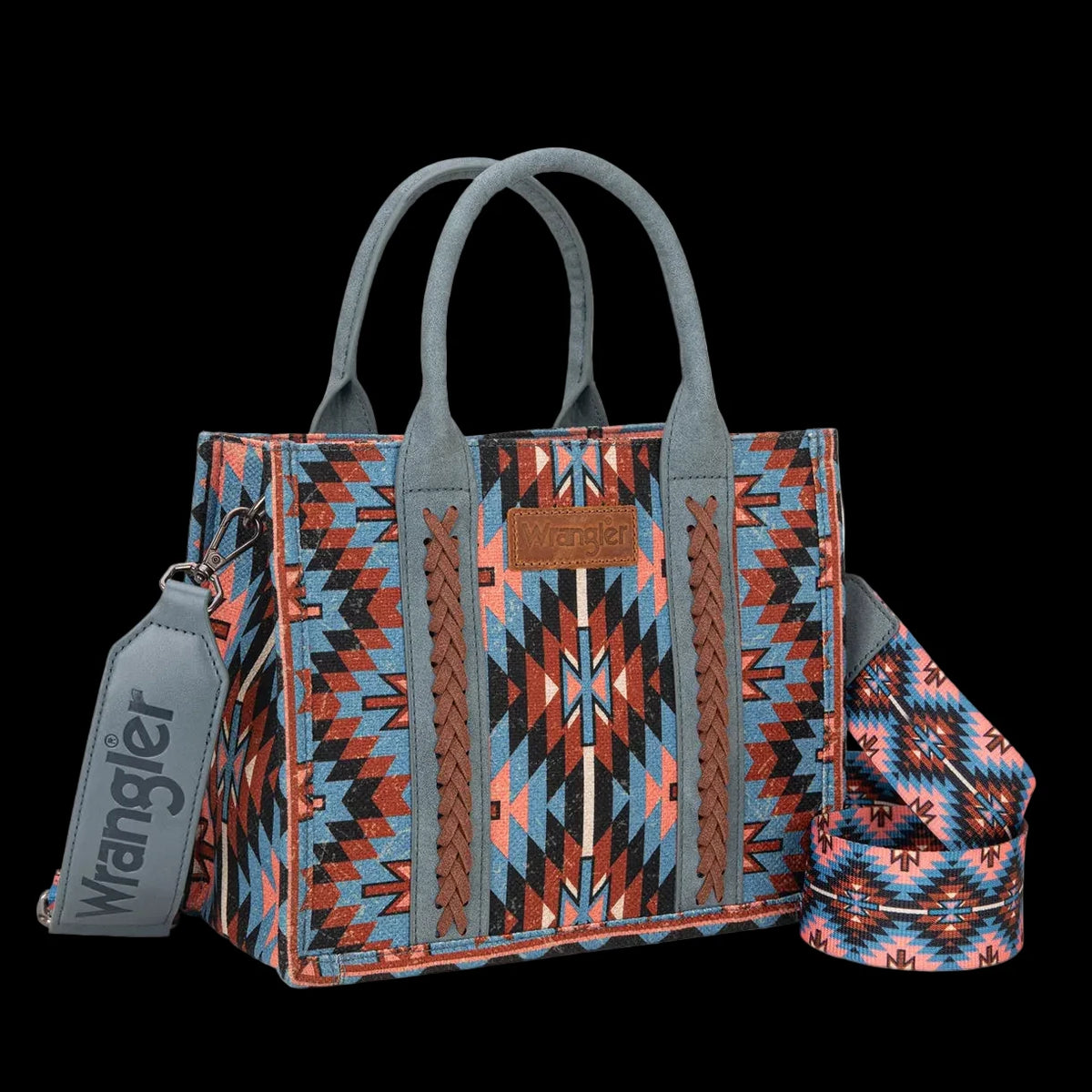Wrangler Southwestern Pattern Dual Sided Print -Tote/Crossbody