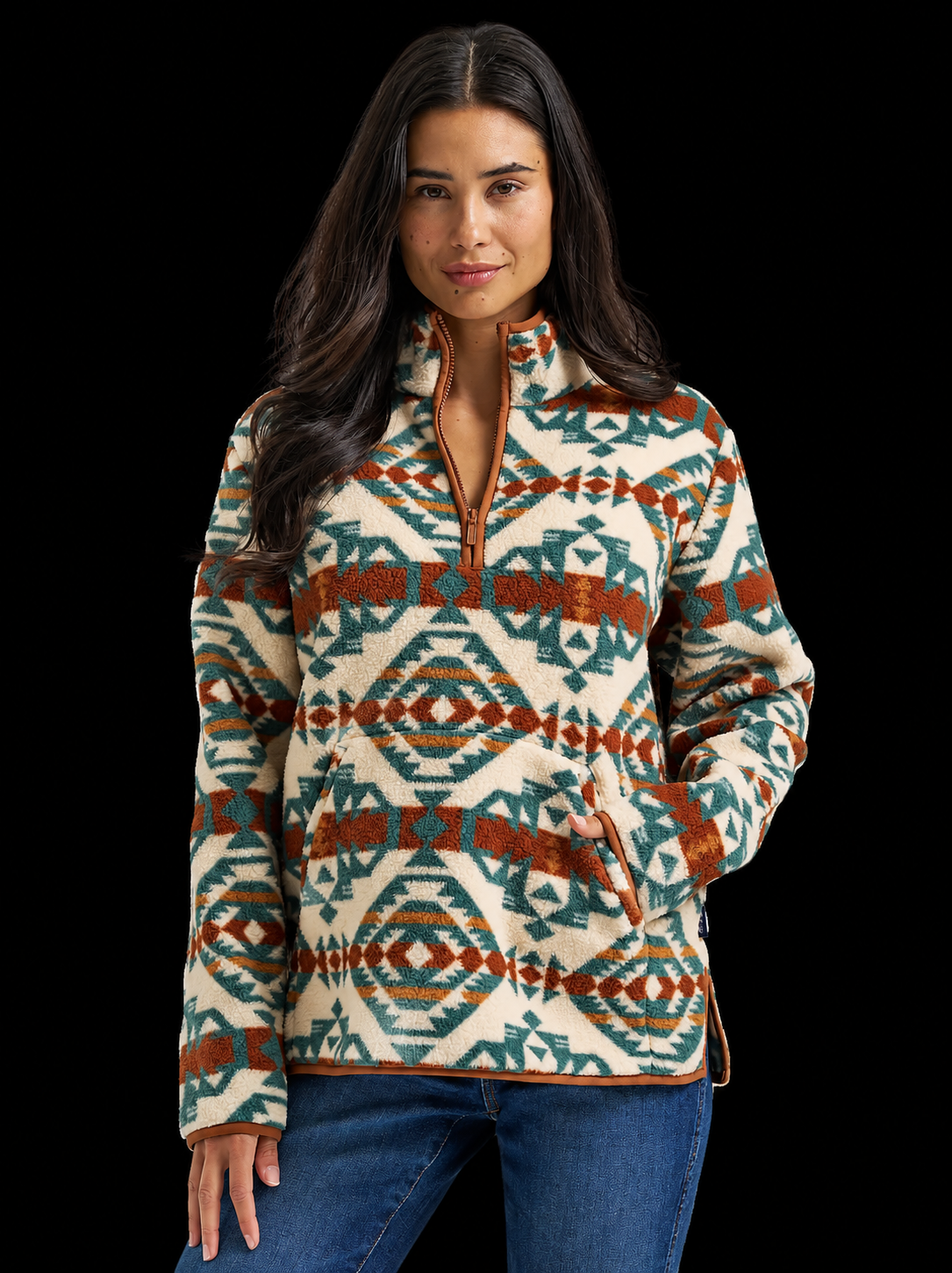 Wrangler Retro® Vintage Sherpa Zip Pullover - Turquoise