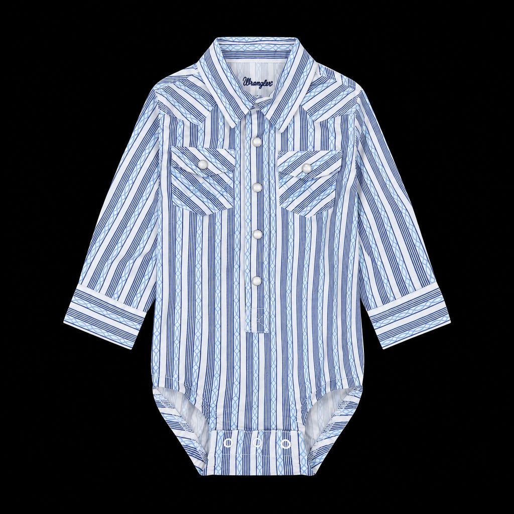 Wrangler® Baby Boy Long Sleeve Bodysuit - Blue/White