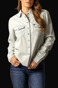 Kimes Ranch Womens Jane Denim Snap Top: Light Blue
