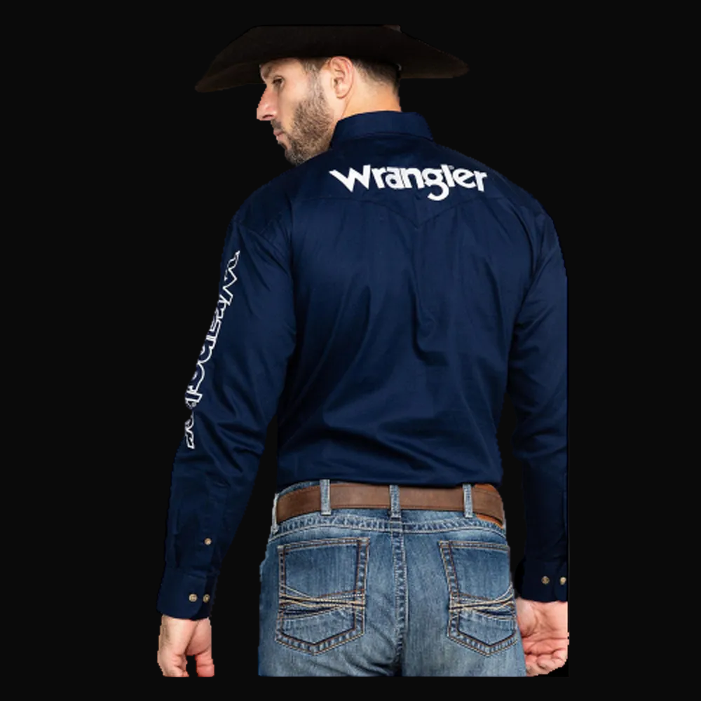 Wrangler Logo Long Sleeve Shirt - Navy