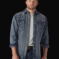 Wrangler Mens Authentic Cowboy Cut Work Shirt - Antique Blue