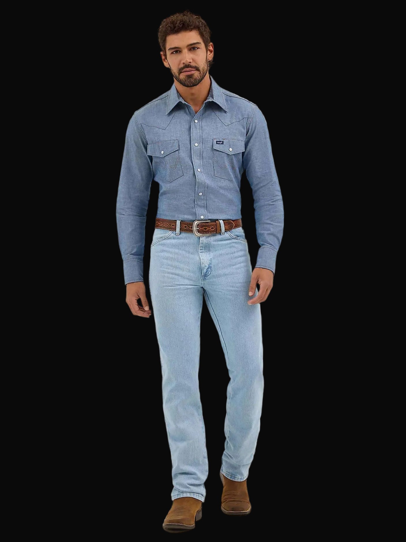 Wrangler Mens Authentic Cowboy Cut Work Shirt - Chambray