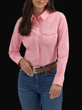 Wrangler Retro Long Sleeve Solid Shirt - Bubble Gum Pink