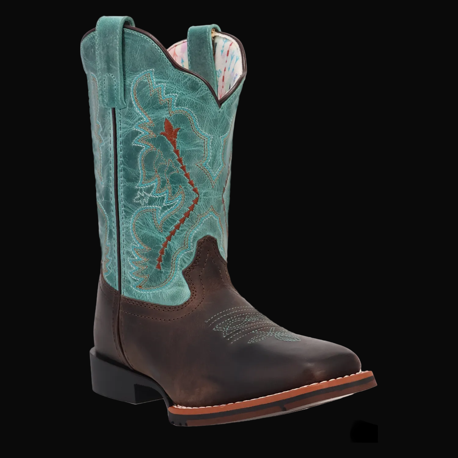 Salina Leather Children's Boots - Brown/Turquoise