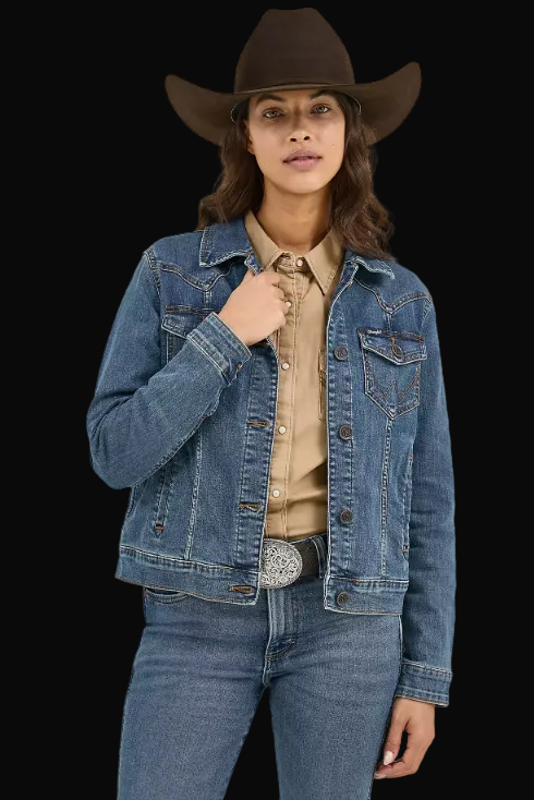 Wrangler Womens Western Dark Denim Fashion Jacket