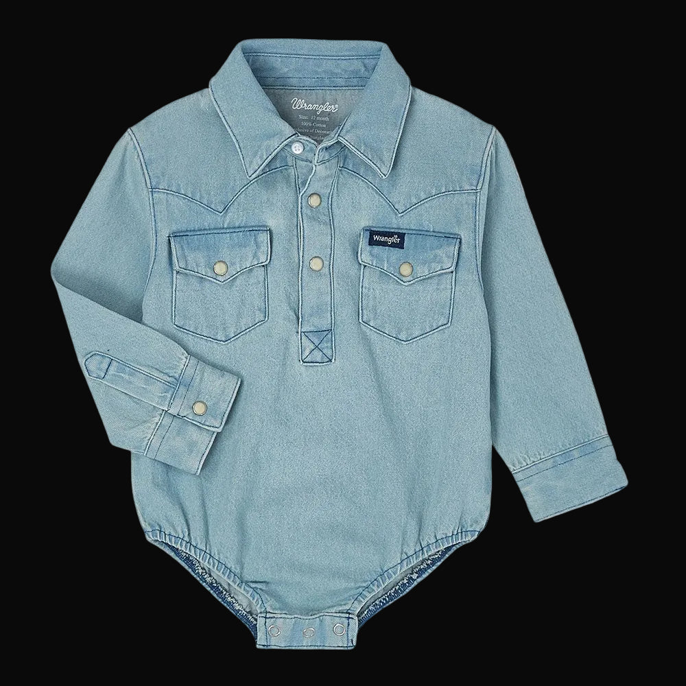 Wrangler Baby Long Sleeve Bodysuit - Faded Blue