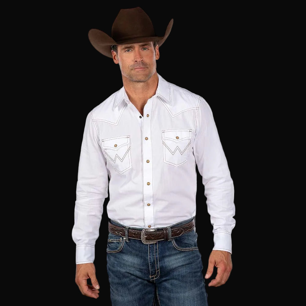 Wrangler Retro Premium Long Sleeve Shirt - White