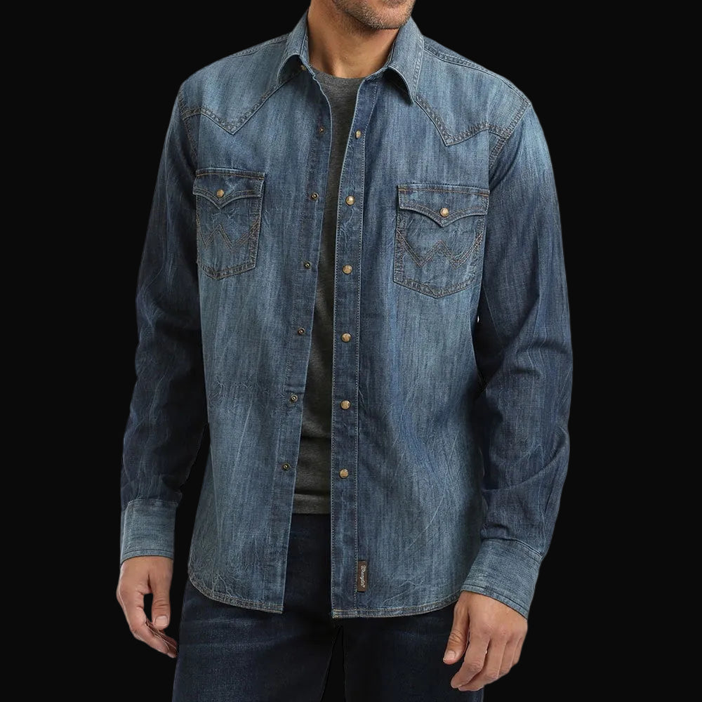 Wrangler Retro Premium Shirt - Blue Denim