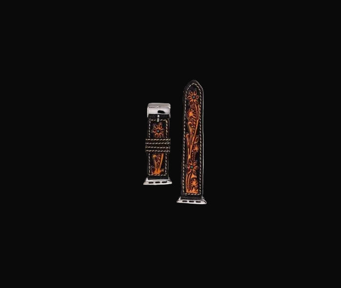 Fox Trail Hand-Tooled Leather Watchband