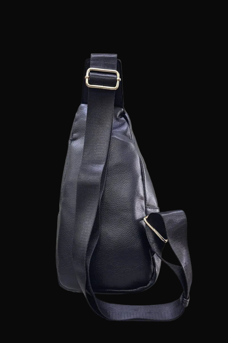 Desheng Cow Print Crossbody Sling Bag: Black