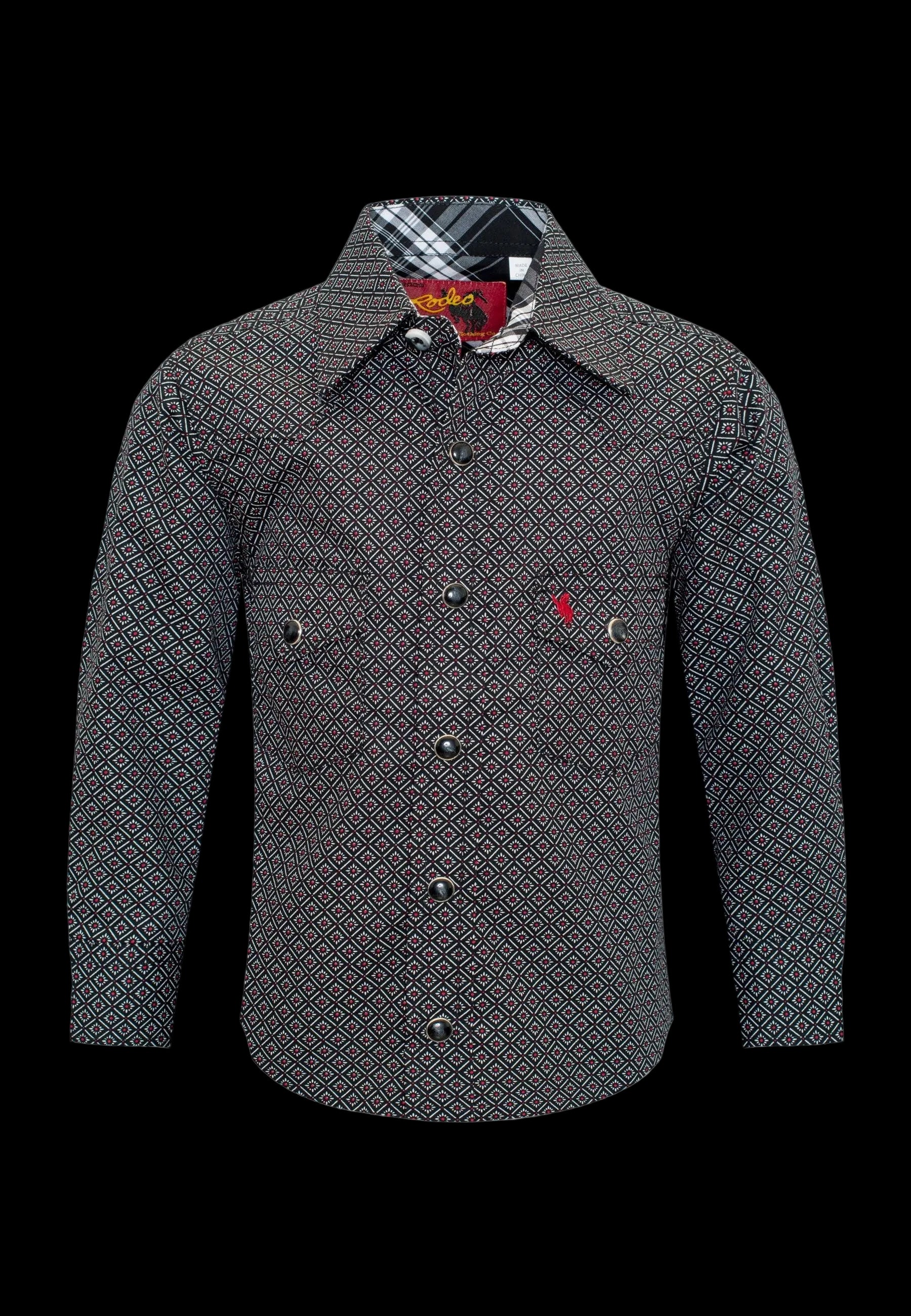 Rodeo Clothing Kids Western Pearl Snaps Print Shirt