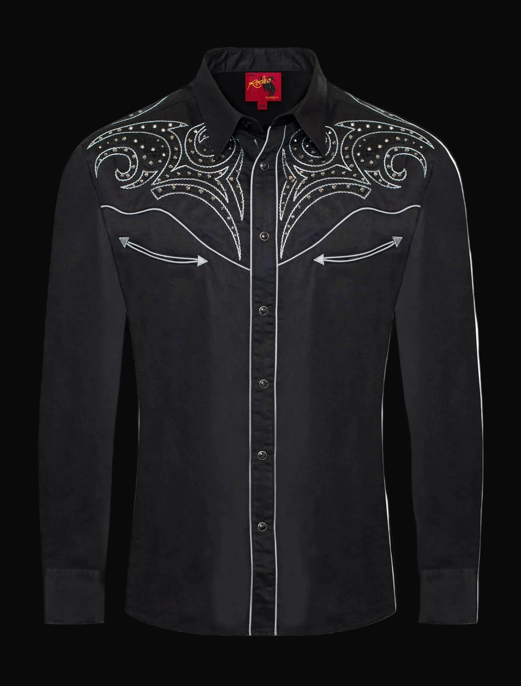 Rodeo Clothing Mens Western Cowboy Diamond Studded Embroidery Shirt