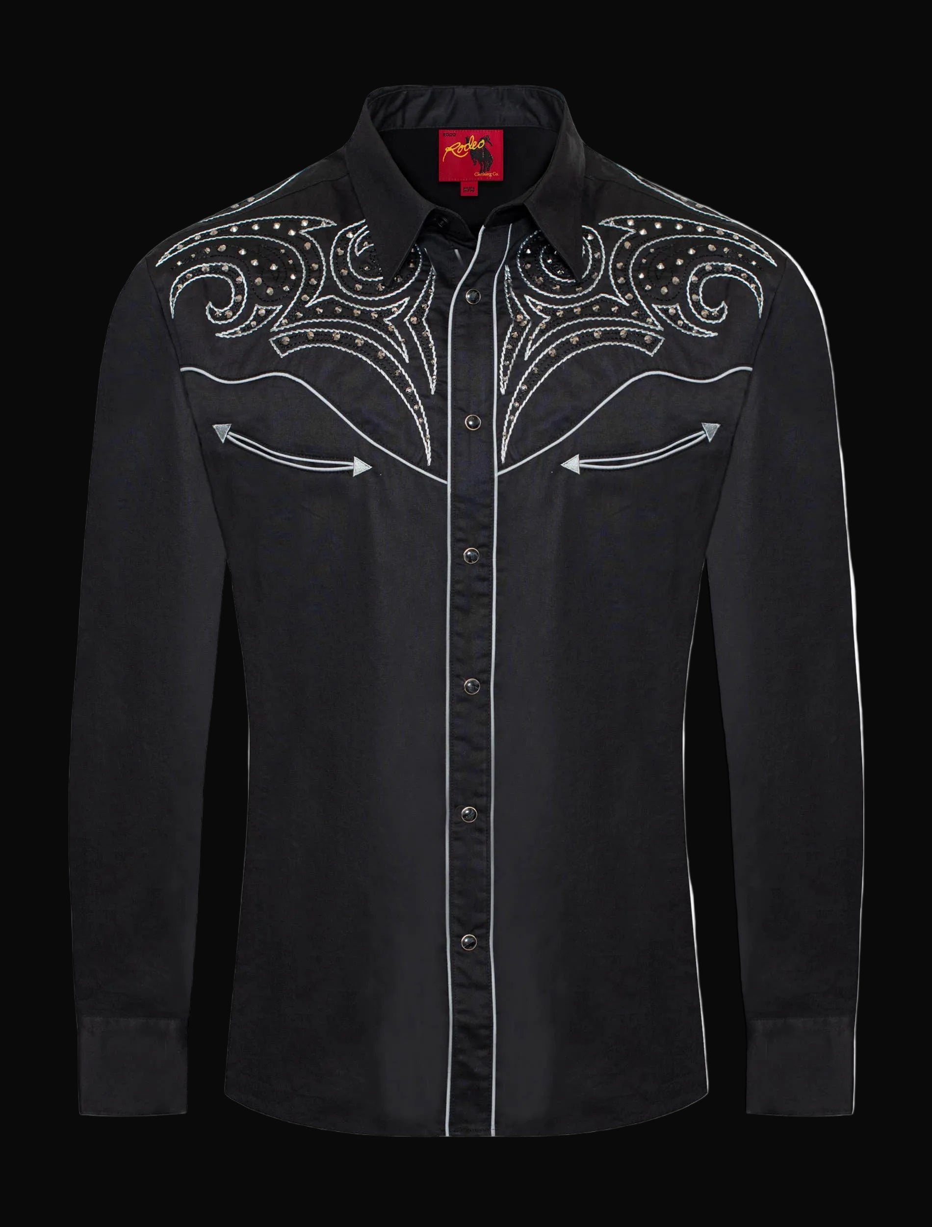 Men's Western Cowboy Diamond Studded Embroidery Shirt