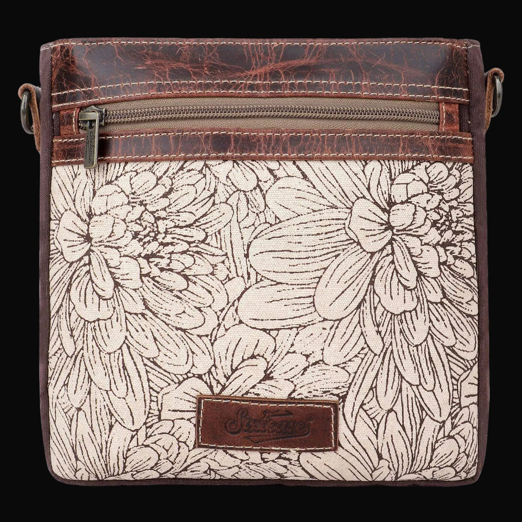 Canvas & Leather Women's Crossbody Bag - Linen/Rose Ebony